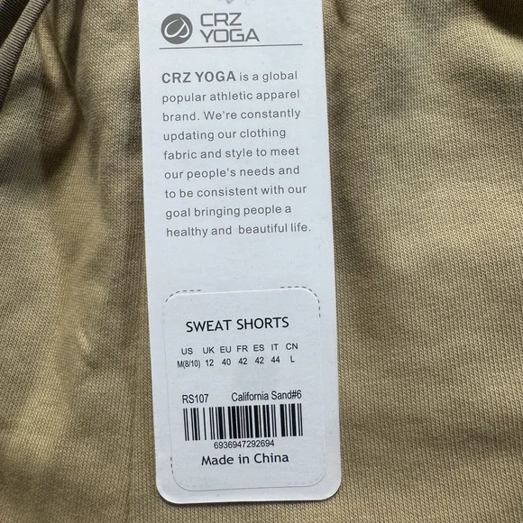 CRZ YOGA Sweat Shorts Womens M California Sand New - Picture 3 of 11